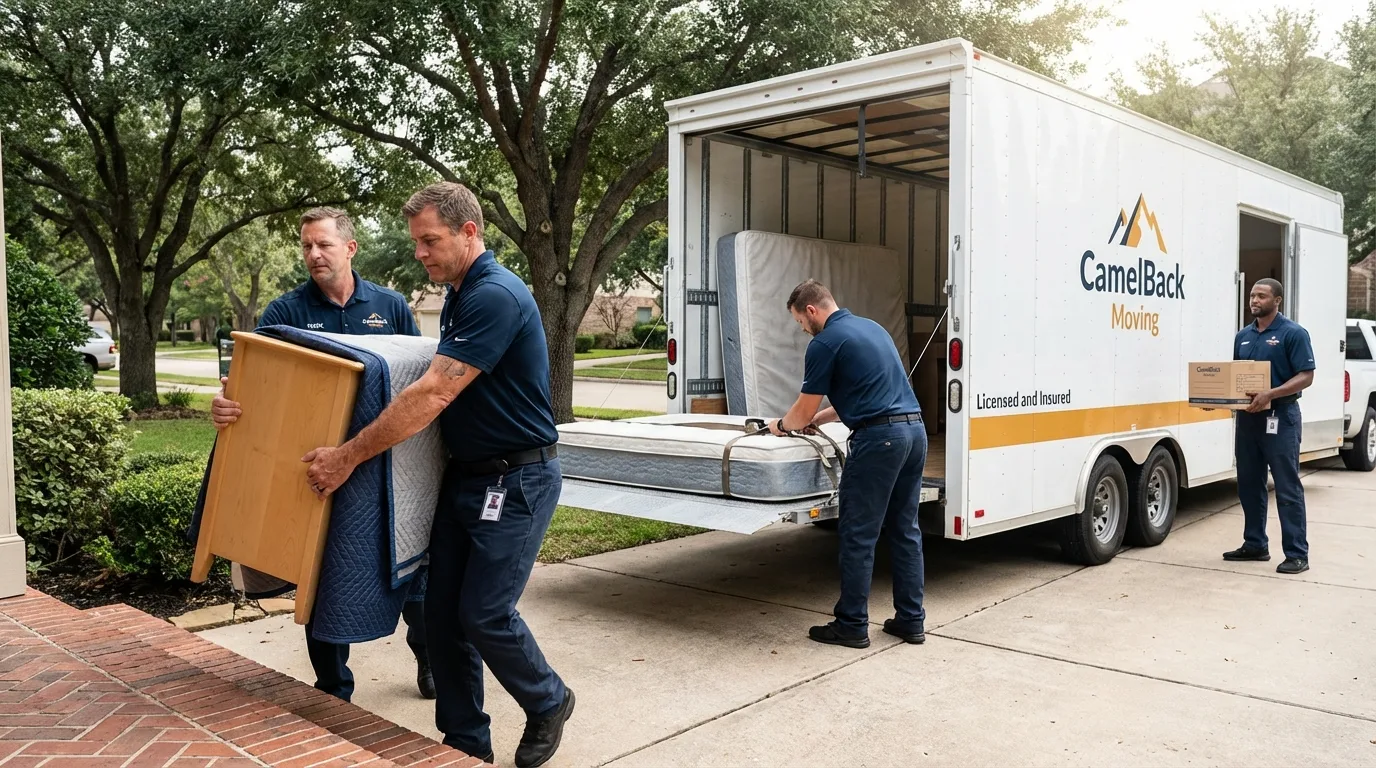 Crew loading residential truck for cross-state move from Pleasant Garden, NC