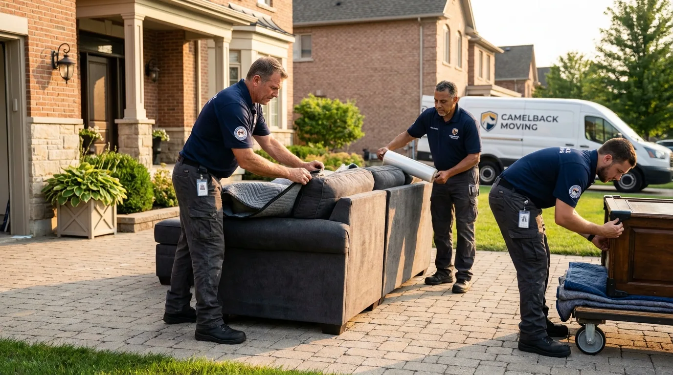 Large estate moving crew wrapping furniture in Pleasant Garden, NC