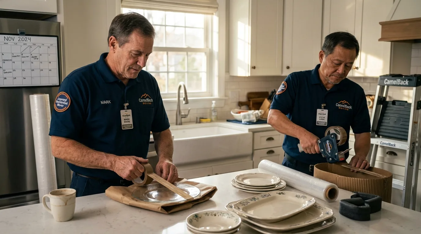 Professional crew packing kitchen dishware in Pleasant Garden, NC